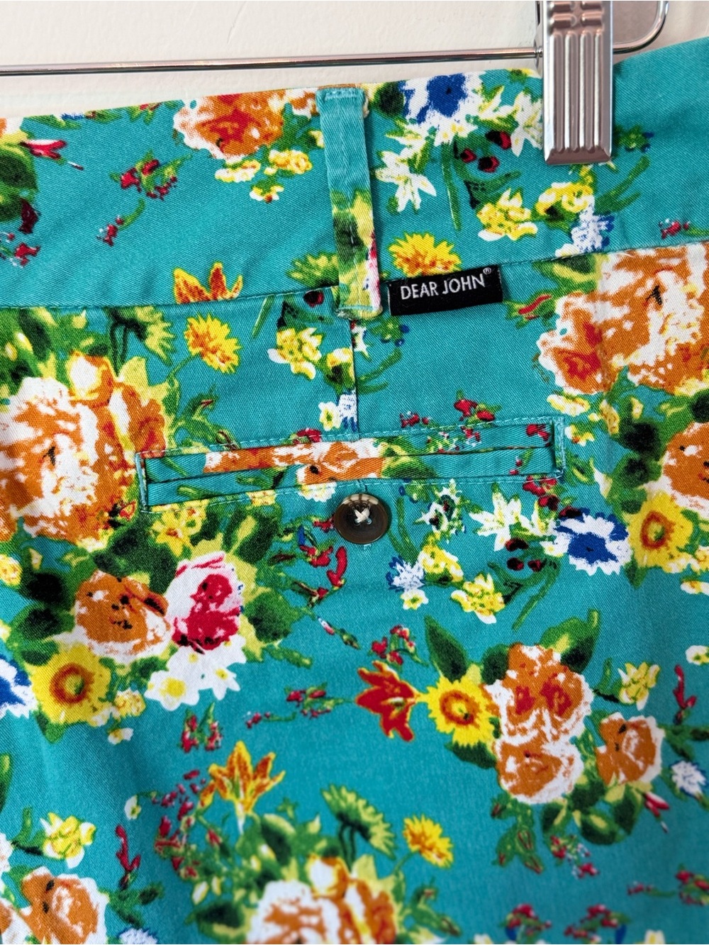 Dear John Women's Teal Finnegan Floral Print Cuffed Shorts Size 29 Cotton EUC - Picture 9 of 13